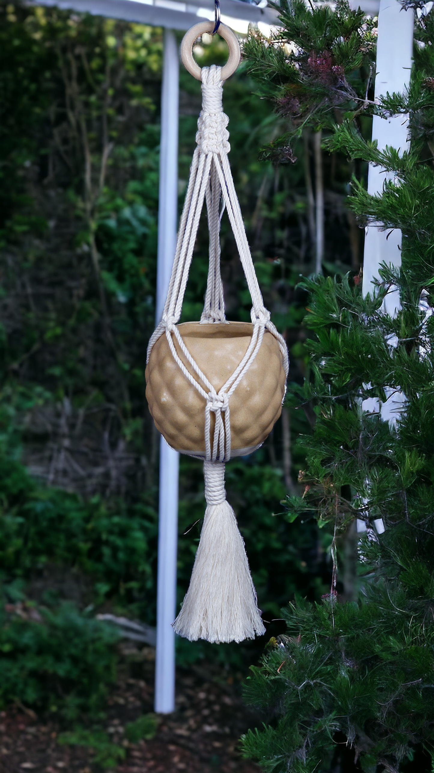 Macrame Plant Hanger - Modern Minimalist - 35 inches