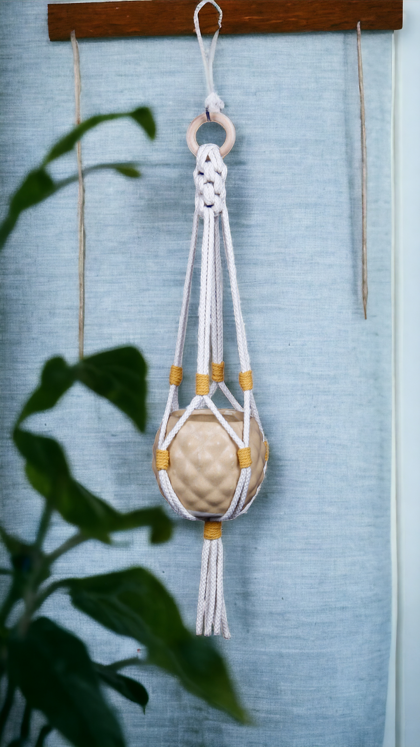 Macrame Plant Hanger - Sunny Serenity - 25 inches