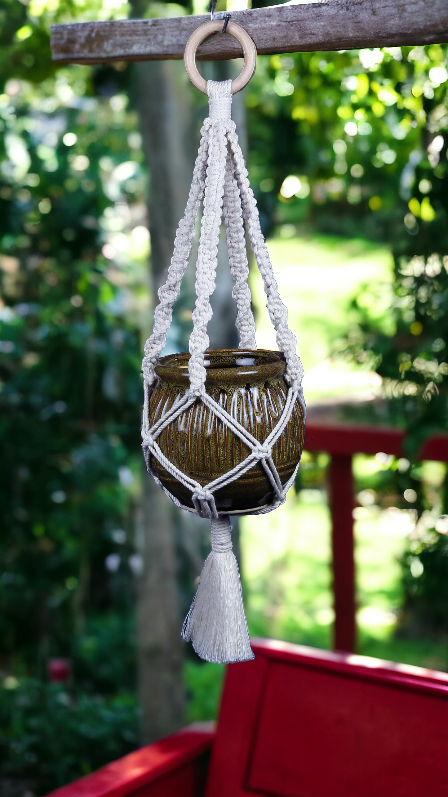 Macrame Plant Hanger - Tropical Tranquility - 35 inches