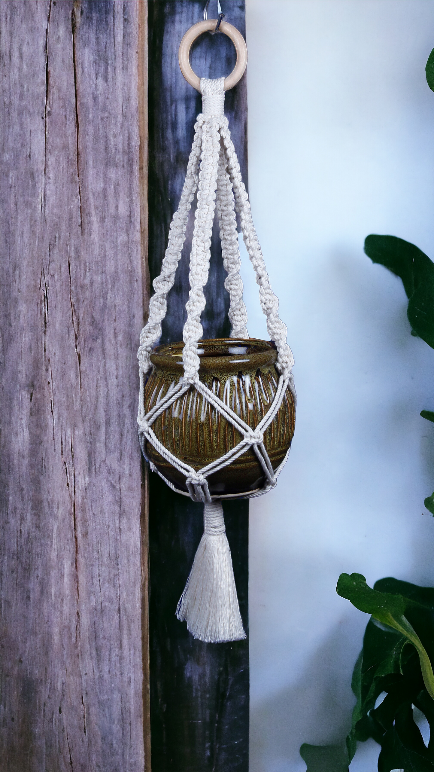 Macrame Plant Hanger - Tropical Tranquility - 25 inches