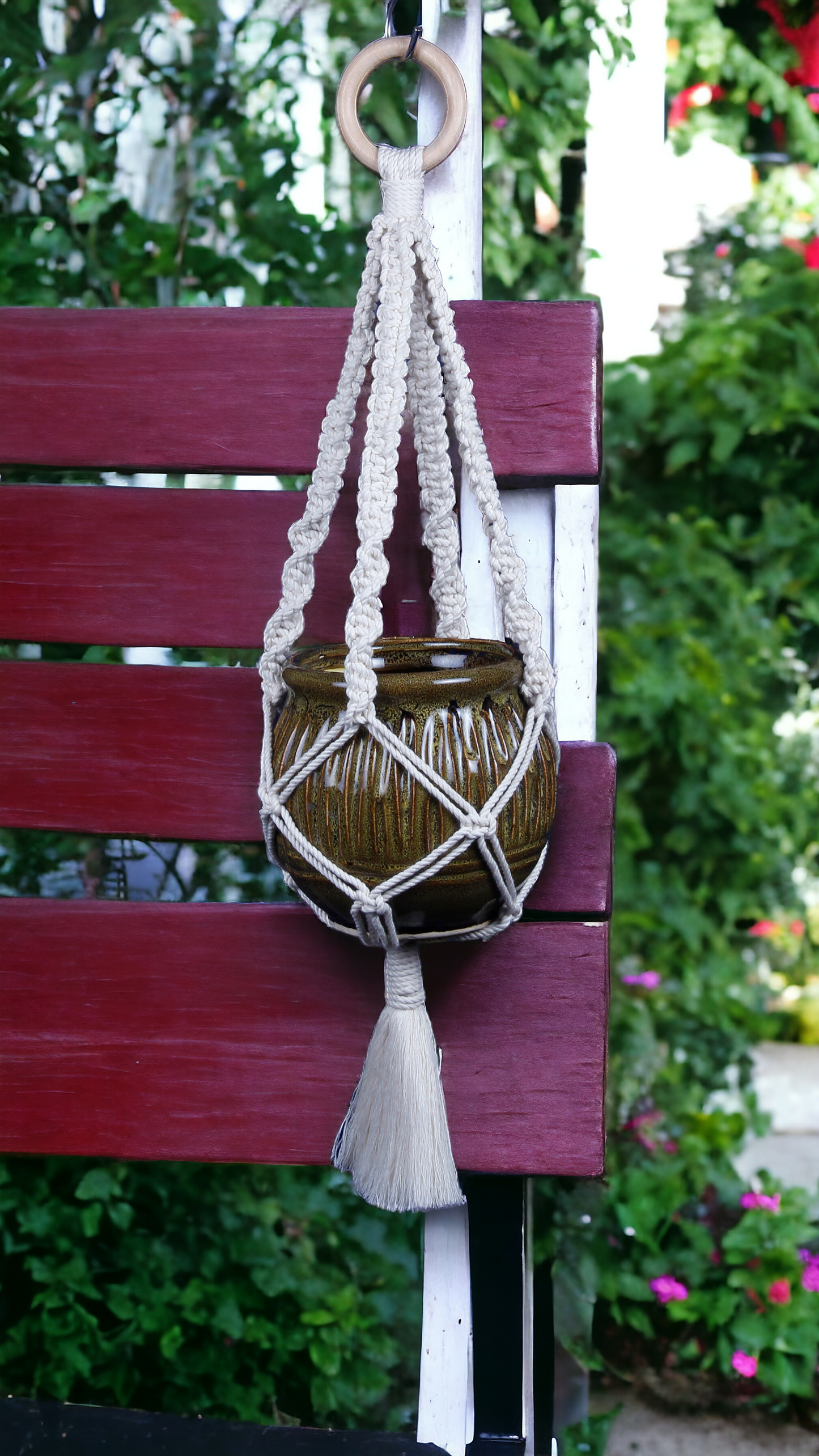 Macrame Plant Hanger - Tropical Tranquility - 25 inches