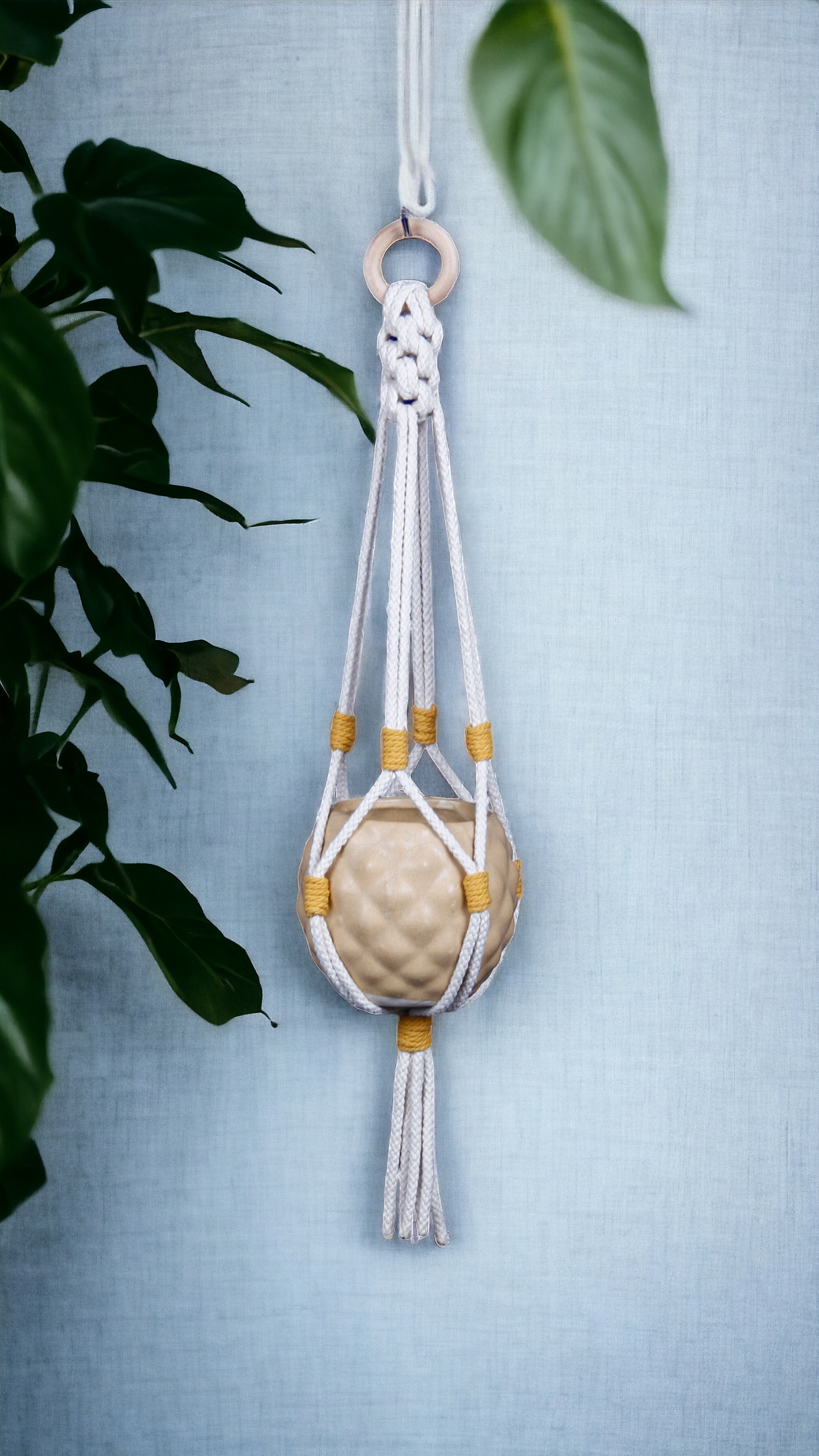 Macrame Plant Hanger - Sunny Serenity - 35 inches